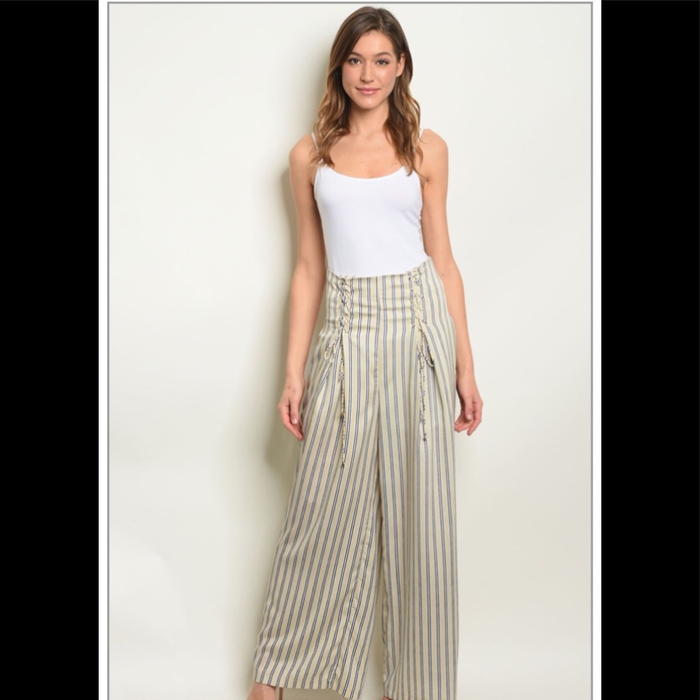 Wide Leg Stripe Pants.